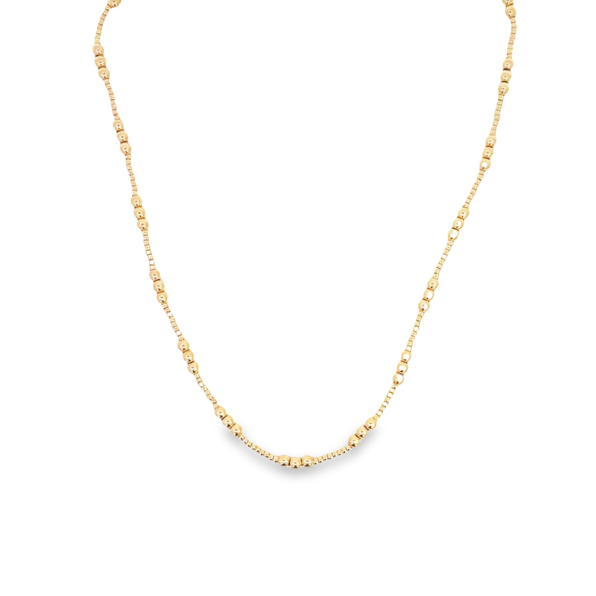 18K Gold Filled 4mm Beaded Chain Necklace (H184)